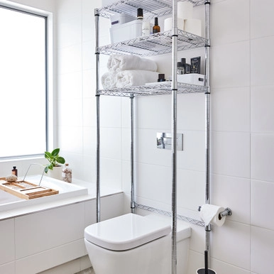 Easy-build Over Washing Machine & Toilet Shelving Kit - Silver | Howards Storage World