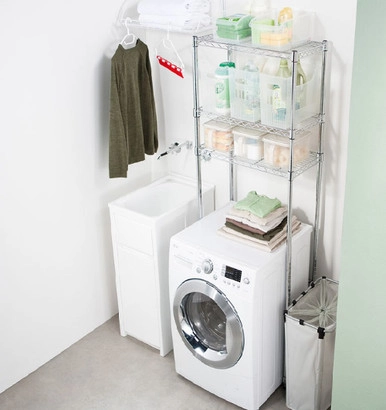 Easy-build Over Washing Machine & Toilet Shelving Kit - Silver | Howards Storage World