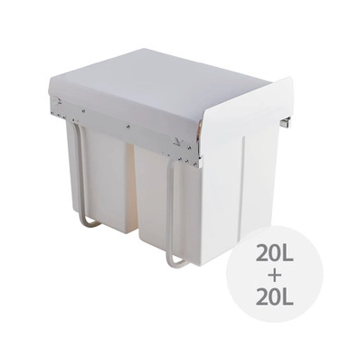 Howards 2 x 20L Twin Pull-Out Rubbish Bin - White | Howards Storage World