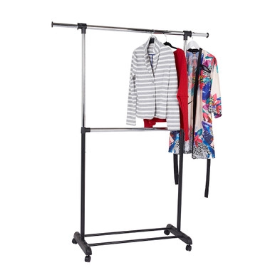 Howards Adjustable 2-Rod Garment Rack - Chrome | Howards Storage World