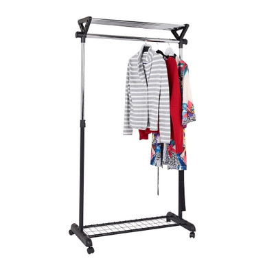 Howards Extendable Garment Rack With Top Shelf | Howards Storage World