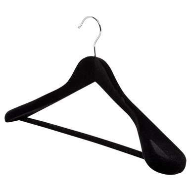 Howards Flocked Wide Shoulder Hotel Hanger - Black | Howards Storage World