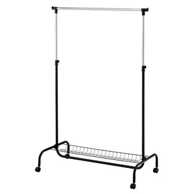 Howards Garment Rack With Bottom Shelf - Black/Chrome | Howards Storage World