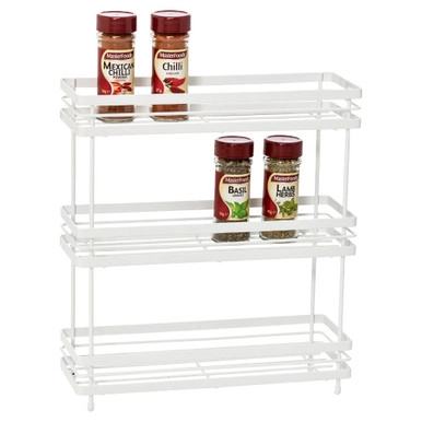 Howards Powder Coated Wire Freestanding 3-Tier Spice Rack - White | Howards Storage World