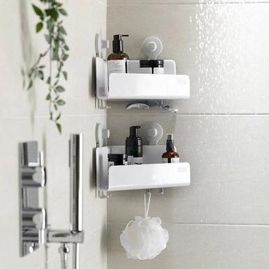 Joseph Joseph EasyStore Corner Shower Caddy 2 Pack - White | Howards Storage World