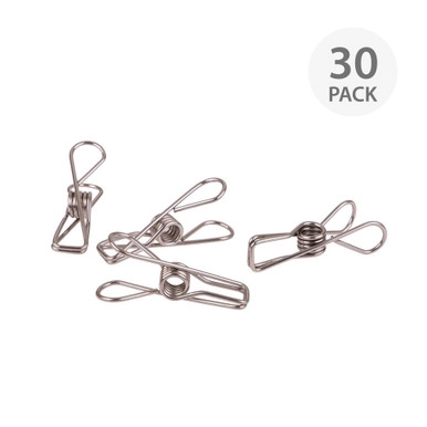 Large Stainless Steel Pegs with Hemp Bag - 30 Pack | Howards Storage World