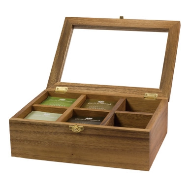 Leaf & Bean Acacia Wood Tea Box | Howards Storage World