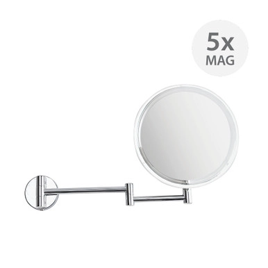 LED 5x Magnification Wall Mounted Makeup Mirror | Howards Storage World