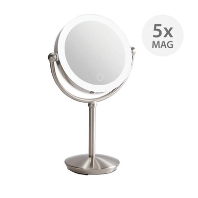 Signature Collection LED 5x/1x Magnification Makeup Mirror - Nickel | Howards Storage World