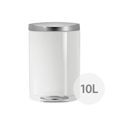 simplehuman 10L Semi-Round Step Rubbish Bin - White | Howards Storage World