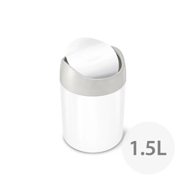 simplehuman 1.5L Countertop Mini Rubbish Bin - White | Howards Storage World