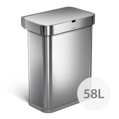 simplehuman 58L Rectangular Voice & Motion Sensor Rubbish Bin | Howards Storage World