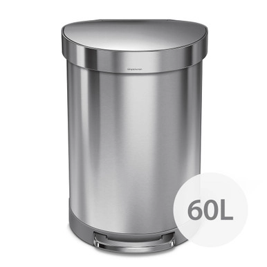 simplehuman 60L Semi-Round Step Stainless Steel Rubbish Bin | Howards Storage World