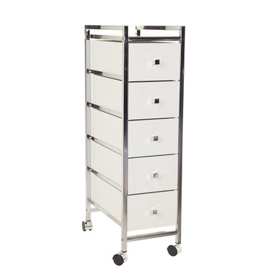 Slim 5 Drawer Cabinet Trolley White | Howards Storage World