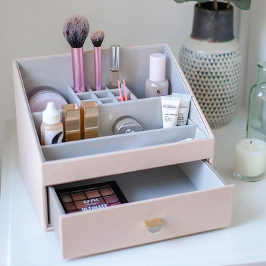 Stackers Classic Tiered Makeup Organiser - Blush | Howards Storage World