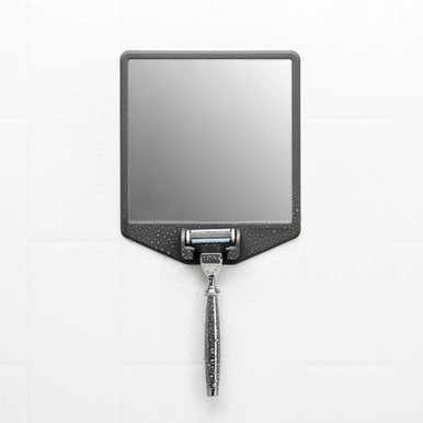 Tooletries The Joseph Shower Mirror & Razor Holder - Charcoal | Howards Storage World