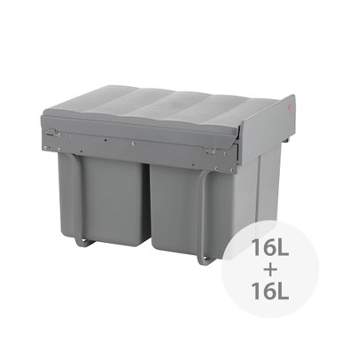 Wesco Dual Pull Out 32L Rubbish Bin - Grey | Howards Storage World