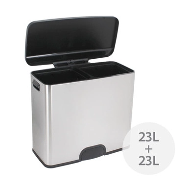 White Magic Smart Bin Duo 2 x 23L - Fingerprint Proof Stainless Steel | Howards Storage World