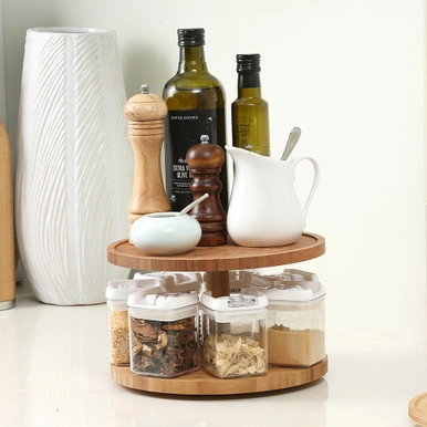 Williamsware Bamboo 2 Tier Lazy Susan Turntable | Howards Storage World