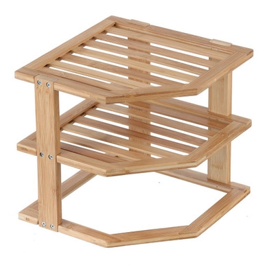 WilliamsWare Bamboo 3-Tier Corner Cabinet Pantry Shelf Stacker | Howards Storage World