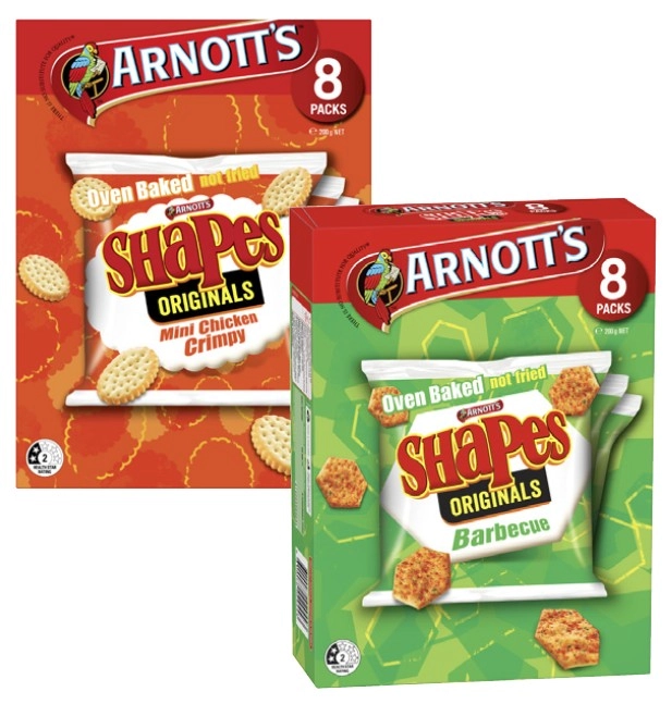 Arnott's Multipack Shapes Crackers 150g-200g