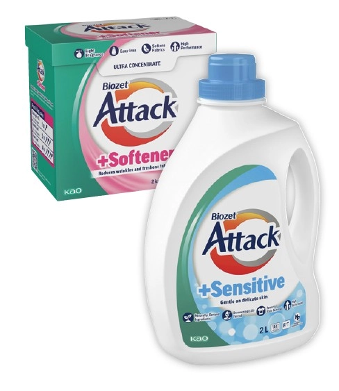 Biozet Attack Plus Laundry Liquid 2 Litre or Powder 2kg