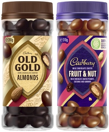 Cadbury Chocolate Coated Fruit or Nut Jar 190g-340g