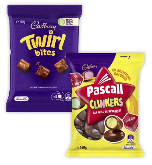 Cadbury or Europe Bites 130g-160g