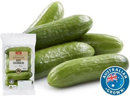 Coles Australian Baby Cucumbers 250g Pack