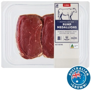 Coles Australian No Added Hormones Beef Rump Medallions 300g