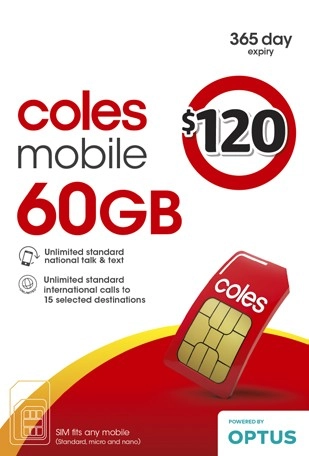 Coles Mobile $120 Prepaid SIM