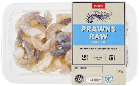 Coles Raw Peeled Prawns 260g