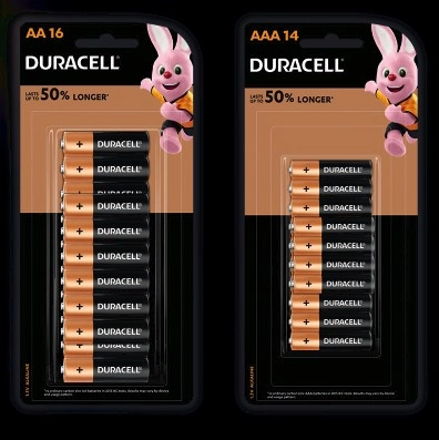 Duracell Coppertop Batteries AA 16 Pack or AAA 14 Pack