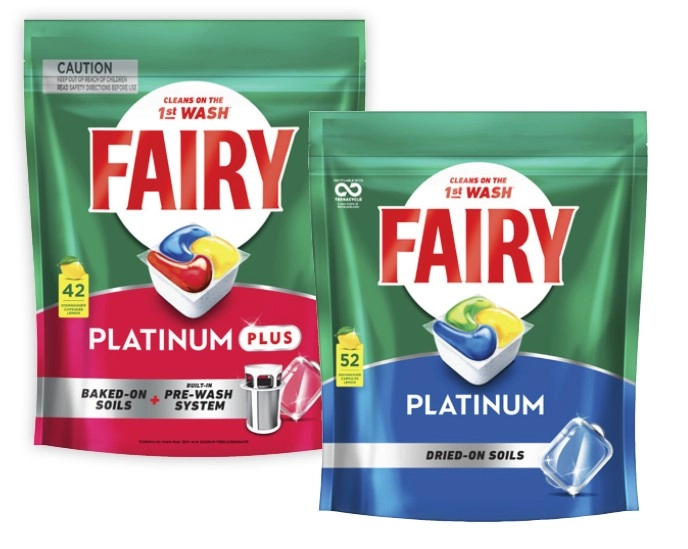 Fairy Platinum Dishwashing Tablets 52 Pack or Platinum Plus 42 Pack