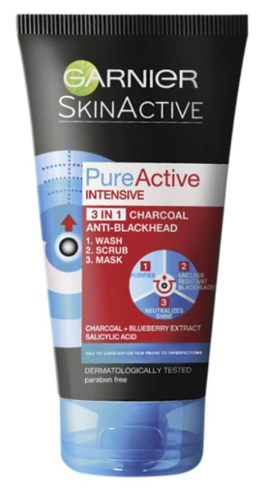 Garnier Pure Active 3 in 1 Charcoal Wash 150mL