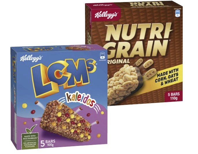 Kelloggs Nutri Grain or LCMs 5 Pack 100g-110g