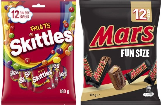 Mars Chocolate Fun Size 132g-192g or Skittles Fun Size 180g