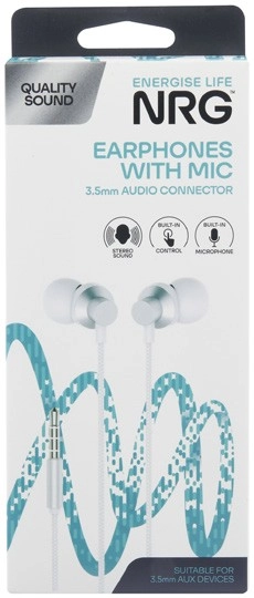 NRG Wired Earphones with Microphone 1 Each