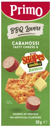 Primo Cabanossi, BBQ Shapes & Tasty Cheese 50g