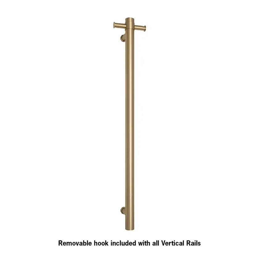 Thermorail Straight Round Vertical Single Heated Towel Rail