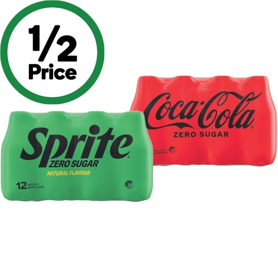 Coca-Cola Classic, Zero Sugar or Sprite Zero Soft Drink Varieties 12 x 300ml