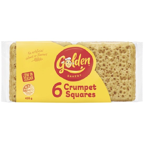 Golden Crumpet Squares Pk 6