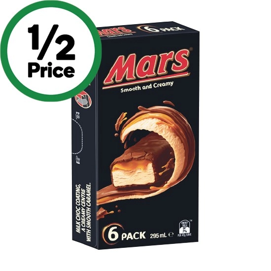 Mars or Snickers Ice Cream 235-360ml Pk 6 – From the Freezer