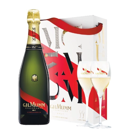 Mumm Cordon Rouge Champagne NV + 2 Flutes Gift Pack 750ml