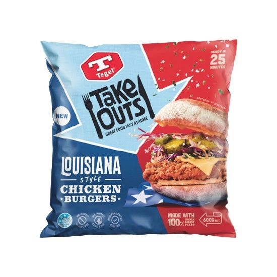 Tegel Take Outs Portions 1 kg or Louisiana Style Burger 600g