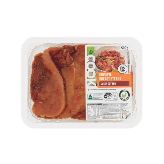 Woolworths COOK Marinated Chicken Breast Steaks with RSPCA Approved Chicken 500g