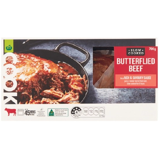 Woolworths COOK Slow Cooked Butterflied Beef in a Rich & Savoury Sauce 700g