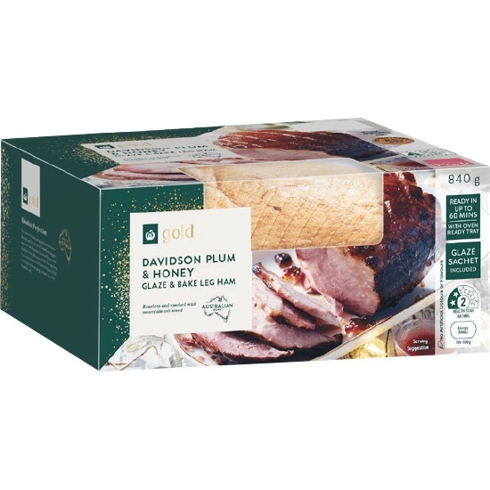 Woolworths Glaze & Bake Leg Ham with Davidson Plum & Honey Glaze 840g