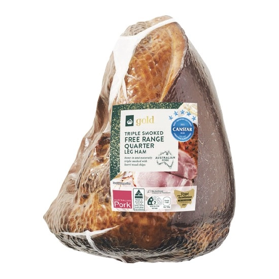 Woolworths Gold Triple Smoked Free Range Quarter Leg Ham