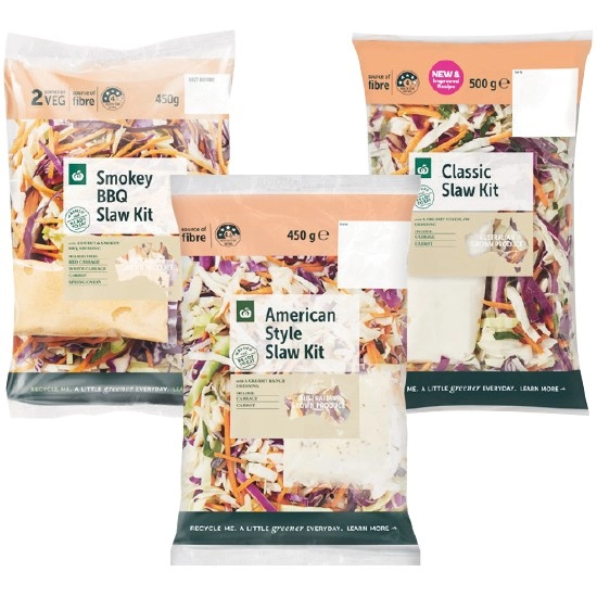 Woolworths Smokey BBQ Slaw Kit 450g, Classic Slaw Kit 500g or American Style Slaw Kit 450g